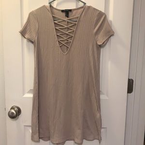 Beige forever 21 dress with cross cross front
